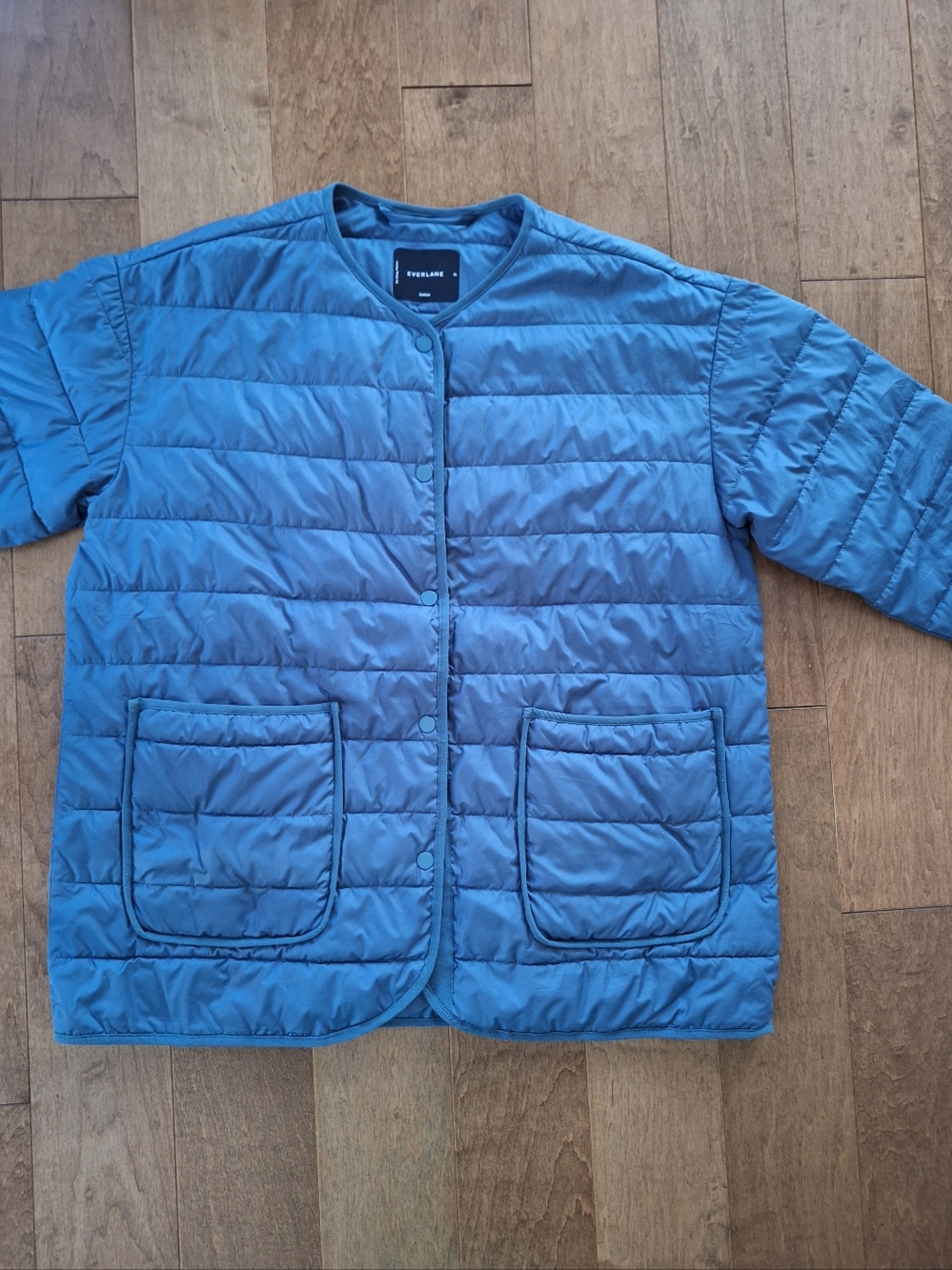 Everlane Quilted Snap-Front Jacket in Powder Blue